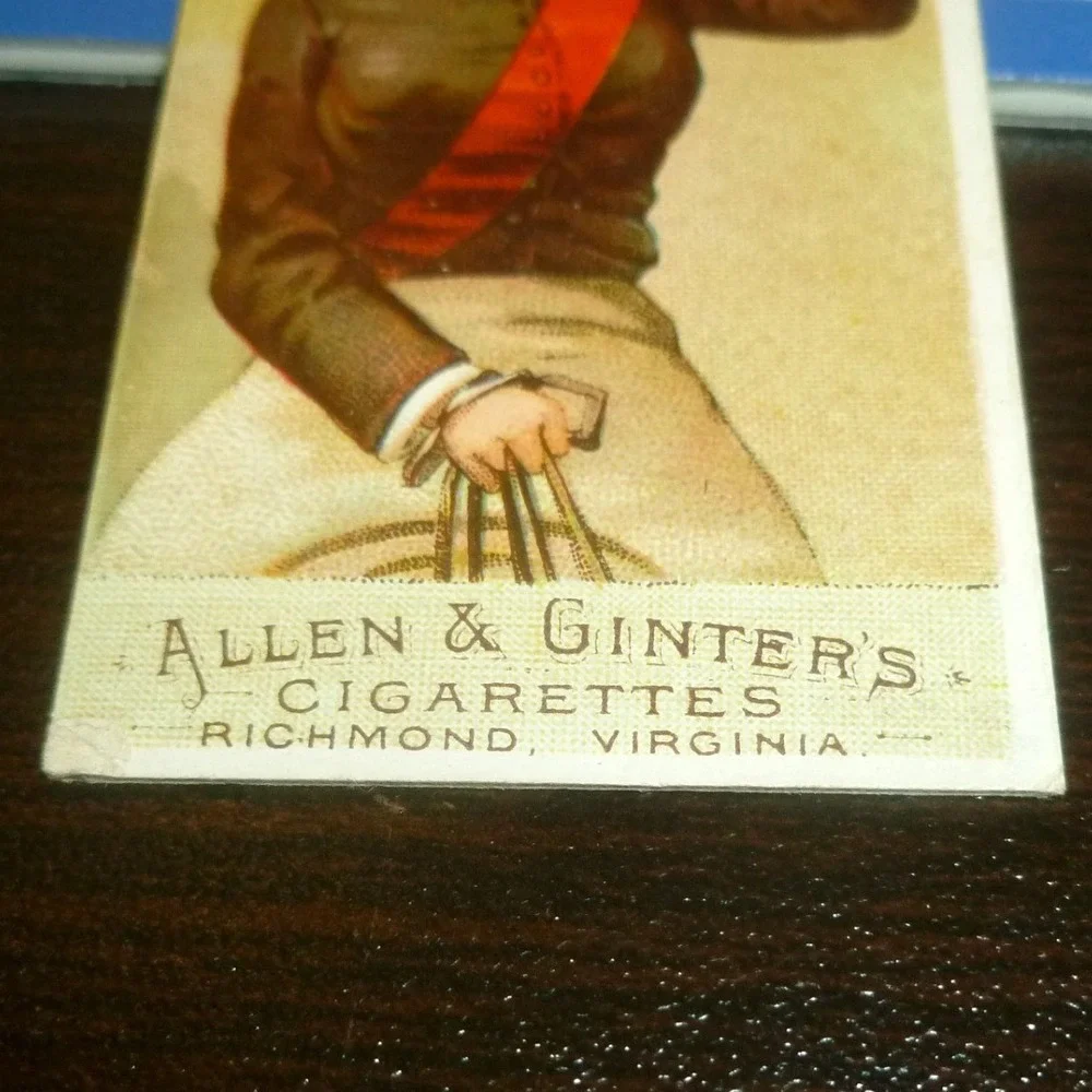1888 Allen &‎ Ginter Racing Colors of the World Trading Card E.J. Baldwin N22a